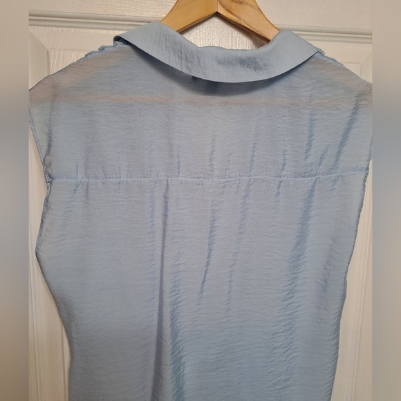 Ellen Tracy Baby Blue Sleeveless Knot Front Blouse Size M - Picture 5 of 7
